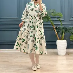 پیراهن بلند لینن طرحدار کد 8087