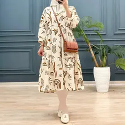 پیراهن بلند لینن طرحدار کد 8087