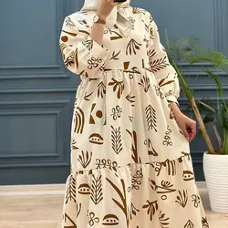 پیراهن بلند لینن طرحدار کد 8087