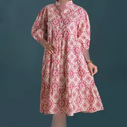 پیراهن لینن طرحدار ویانا کد 8360