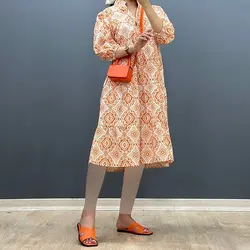 پیراهن لینن طرحدار ویانا کد 8360