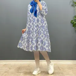 پیراهن لینن طرحدار ویانا کد 8360