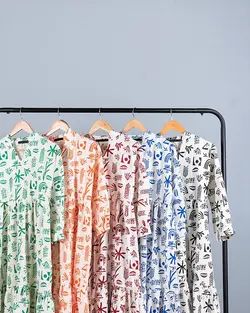 پیراهن لینن طرحدار بیتا کد 8459