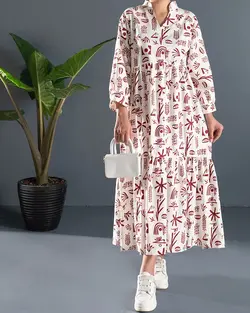 پیراهن لینن طرحدار بیتا کد 8459