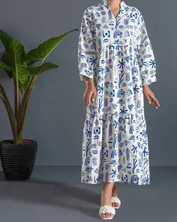 پیراهن لینن طرحدار بیتا کد 8459