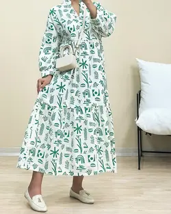 پیراهن لینن طرحدار بیتا کد 8459