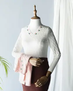 بلوز بافت یقه گلدوزی کد 8901