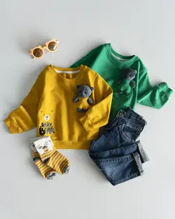 بلوز دورس جیب خرس (کودک) کد 9209