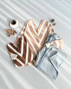 بلوز بافت راه راه رز کد 9435