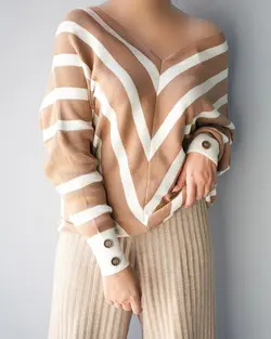 بلوز بافت راه راه رز کد 9435