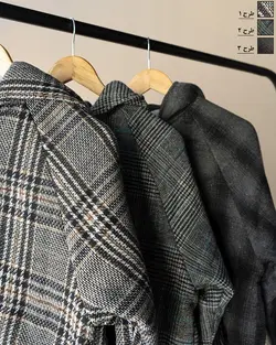 کاپشن چهارخونه آستین زیپ دار کد 9880