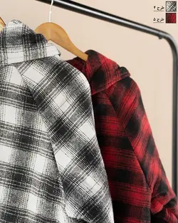 کاپشن چهارخونه آستین زیپ دار کد 9880