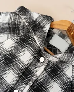 کاپشن چهارخونه آستین زیپ دار کد 9880