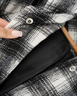 کاپشن چهارخونه آستین زیپ دار کد 9880