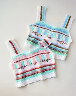 کراپ قلاب بافی flower کد 1182