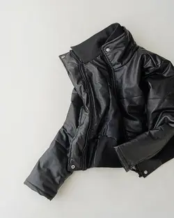 کاپشن کوتاه چرم تلما (ارسال رایگان) کد 1341