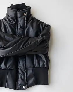 کاپشن کوتاه چرم تلما (ارسال رایگان) کد 1341