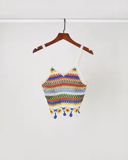 کراپ قلاب بافی رنگین کمان کد 1379