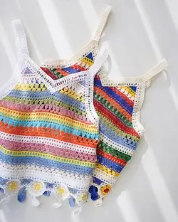 کراپ قلاب بافی رنگین کمان کد 1379