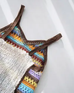 کراپ قلاب بافی رنگین کمان کد 1379