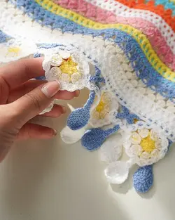 کراپ قلاب بافی رنگین کمان کد 1379