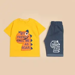 4182-ست تیشرت شلوارک دایناسور (کودک)