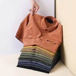 4134-پیراهن آستین کوتاه کتان مردانه