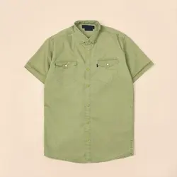 4134-پیراهن آستین کوتاه کتان مردانه