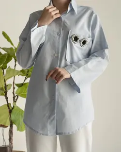 شومیز لینن خرجکار عینک کد 1878