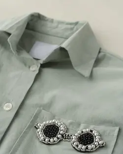 شومیز لینن خرجکار عینک کد 1878