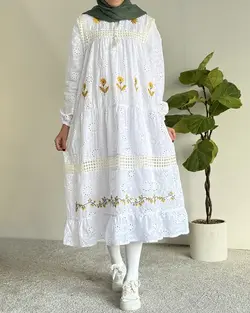 پیراهن خامه دوزی آزالیای کد 2338