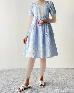 پیراهن عروسکی یقه مرواریدی کد 2775