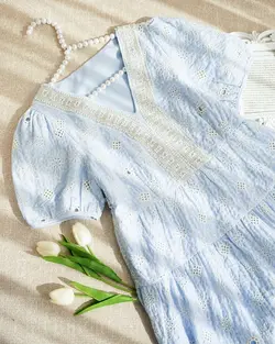 پیراهن عروسکی یقه مرواریدی کد 2775