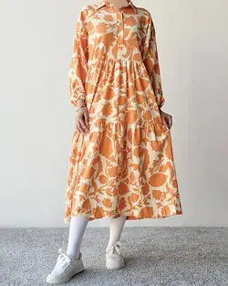 پیراهن بلند گلدار نگارا کد 2793