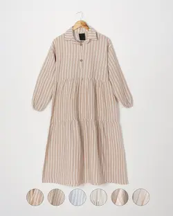 پیراهن راه راه لینن ماریا کد 2860