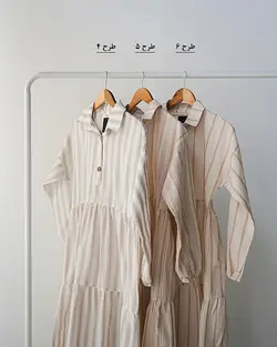 پیراهن راه راه لینن ماریا کد 2860