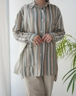 شومیز مانتویی راه راه اریکا کد 3244