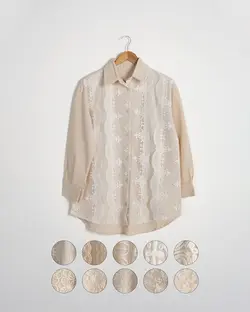 شومیز مانتویی دانتل آرایلی 4 کد 3505