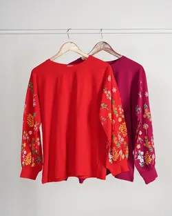 بلوز آستین چاپی گلی کد3753