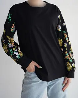 بلوز آستین چاپی گلی کد3753