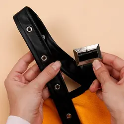 4547-تیشرت کراپ بند چرم