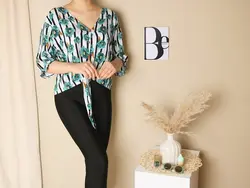 4570- بلوز پایین گره طرحدار