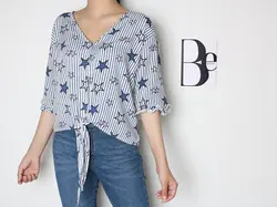 4570- بلوز پایین گره طرحدار