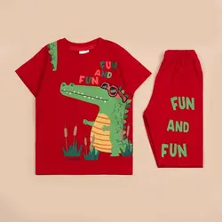 4719-ست تیشرت شلوارک دایناسور (کودک)