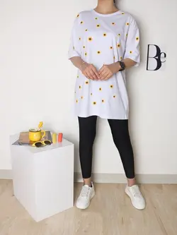 4761-تیشرت لانگ آفتابگردان