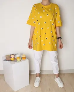 4761-تیشرت لانگ آفتابگردان