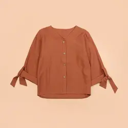 4855-شومیز آستین گره ای مانیسا