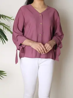 4855-شومیز آستین گره ای مانیسا