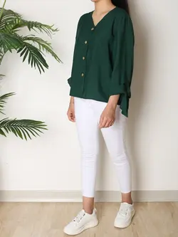 4855-شومیز آستین گره ای مانیسا