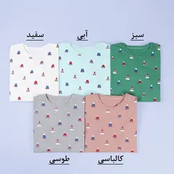 5874-بلوز چاپی کلاه